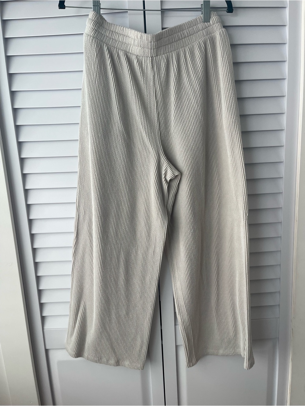 Bobeau Wide-Leg Ribbed Drawstring Pants — Cream - Picture 3 of 3